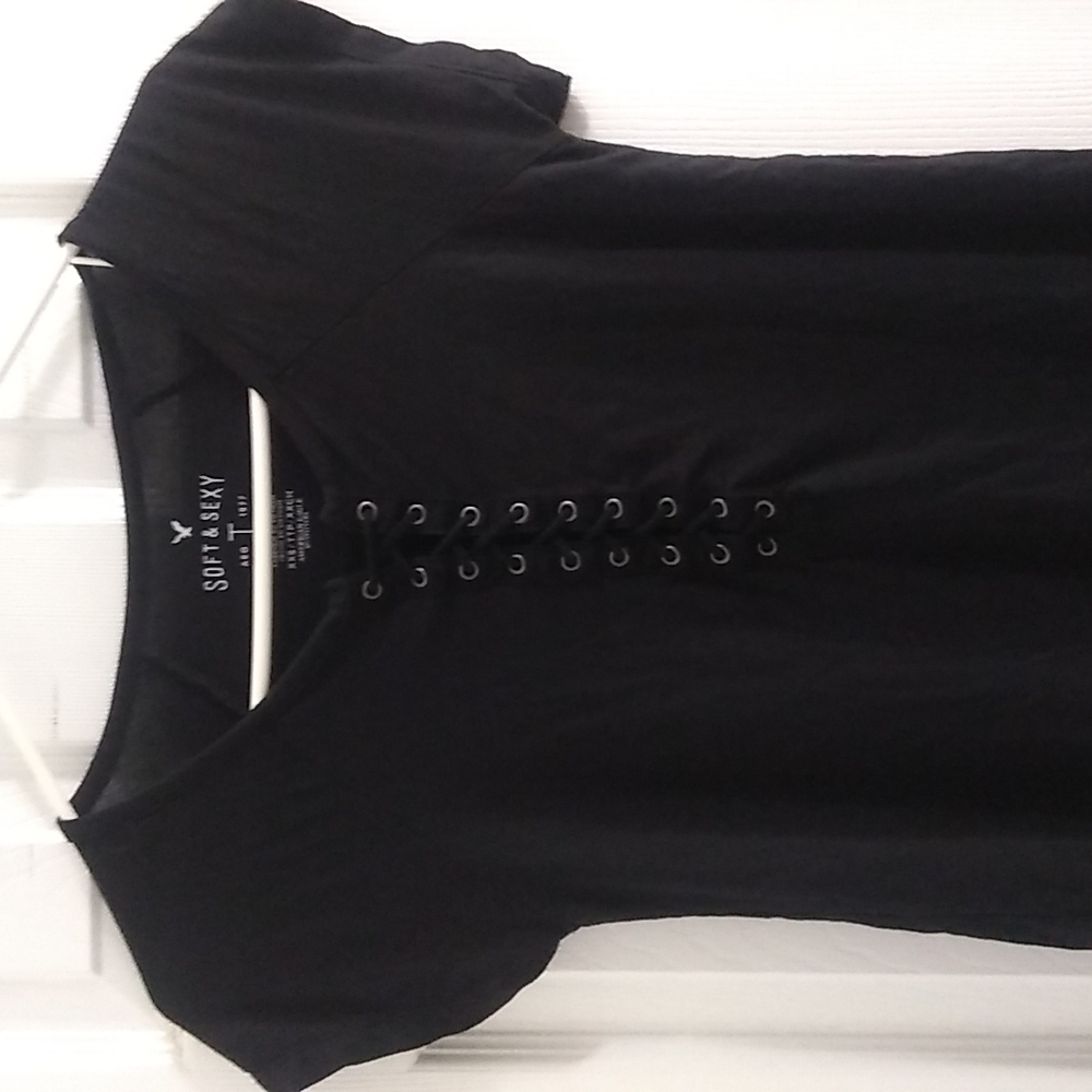 American Eagle, Soft & Sexy Tee, Black, Size XXS (Fits Like S)